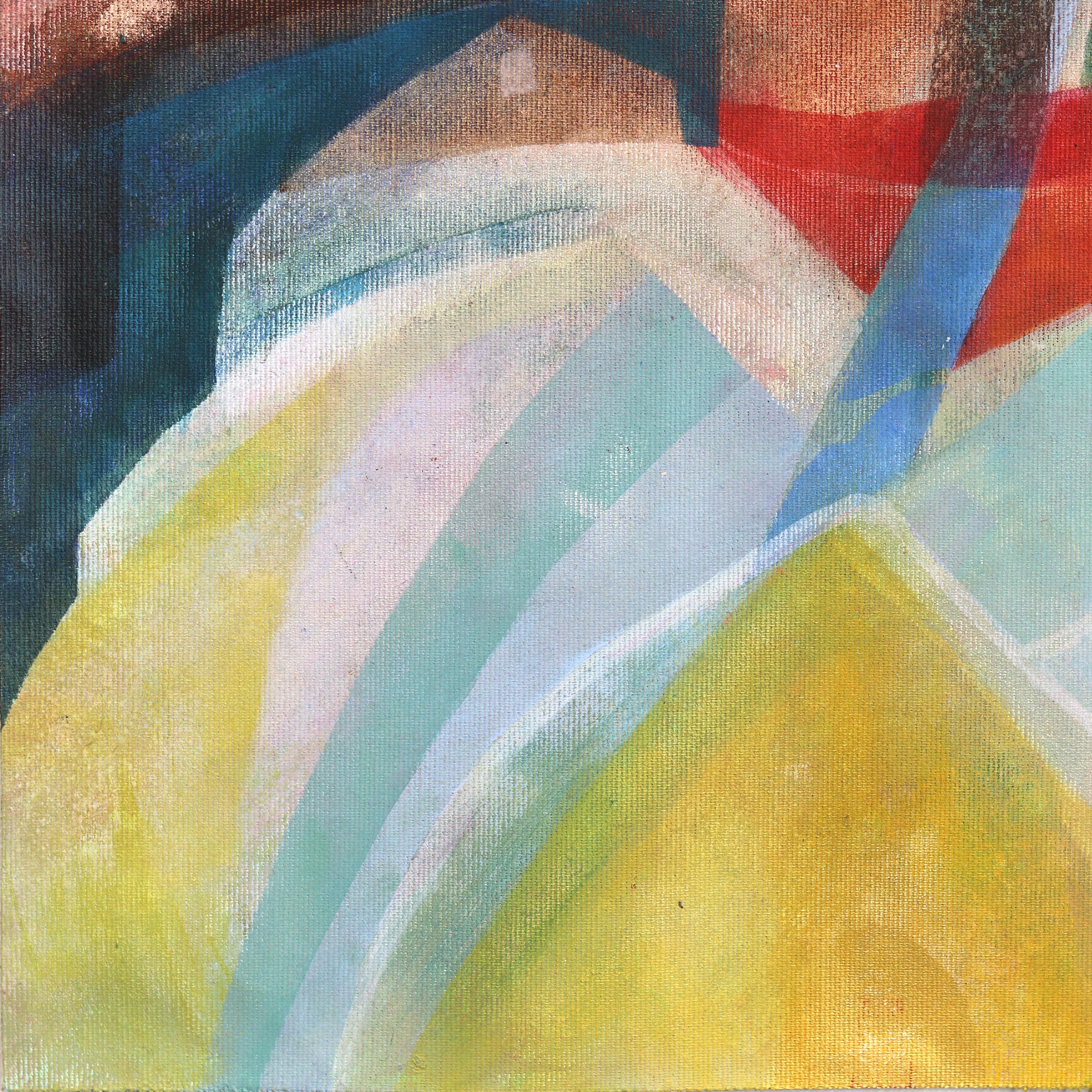 Scaliamo le montagne - Grande paesaggio astratto colorato di Nature su tela - Abstract Painting Grigio di Maria C. Bernhardsson