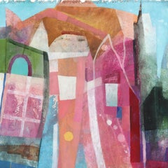 Andiamo a vivere insieme - Pittura astratta di architettura su tela con colori intensi
