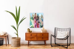 Malibu View  - Original Framed Colorful City Abstract Artwork on Canvas