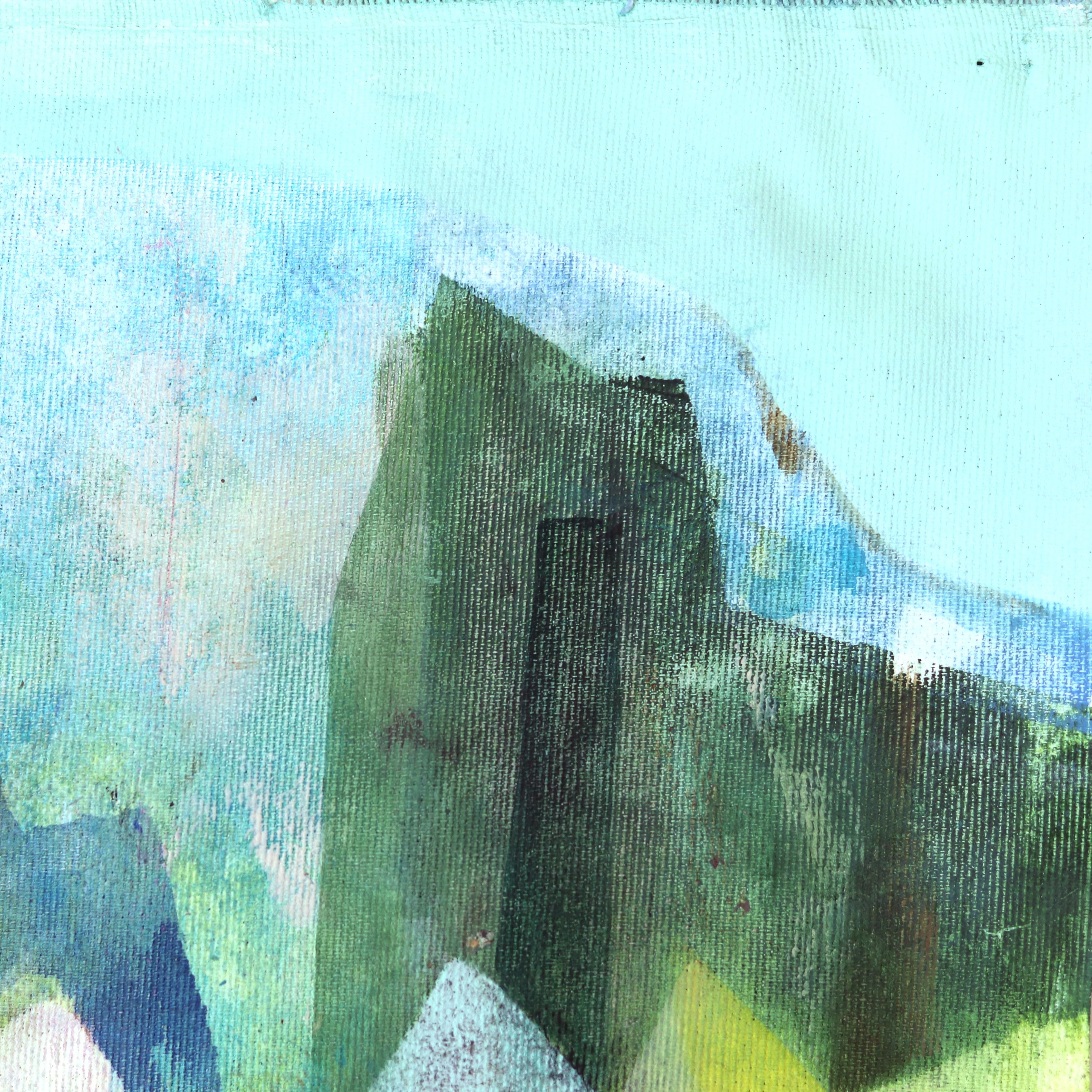 Manhattan Beach - Colorido paisaje abstracto sobre lienzo - Abstract Painting Gris de Maria C. Bernhardsson