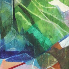 Paradise Mountain II - Abstrakte Farbe getränkte Landschaft Gemälde auf Leinwand