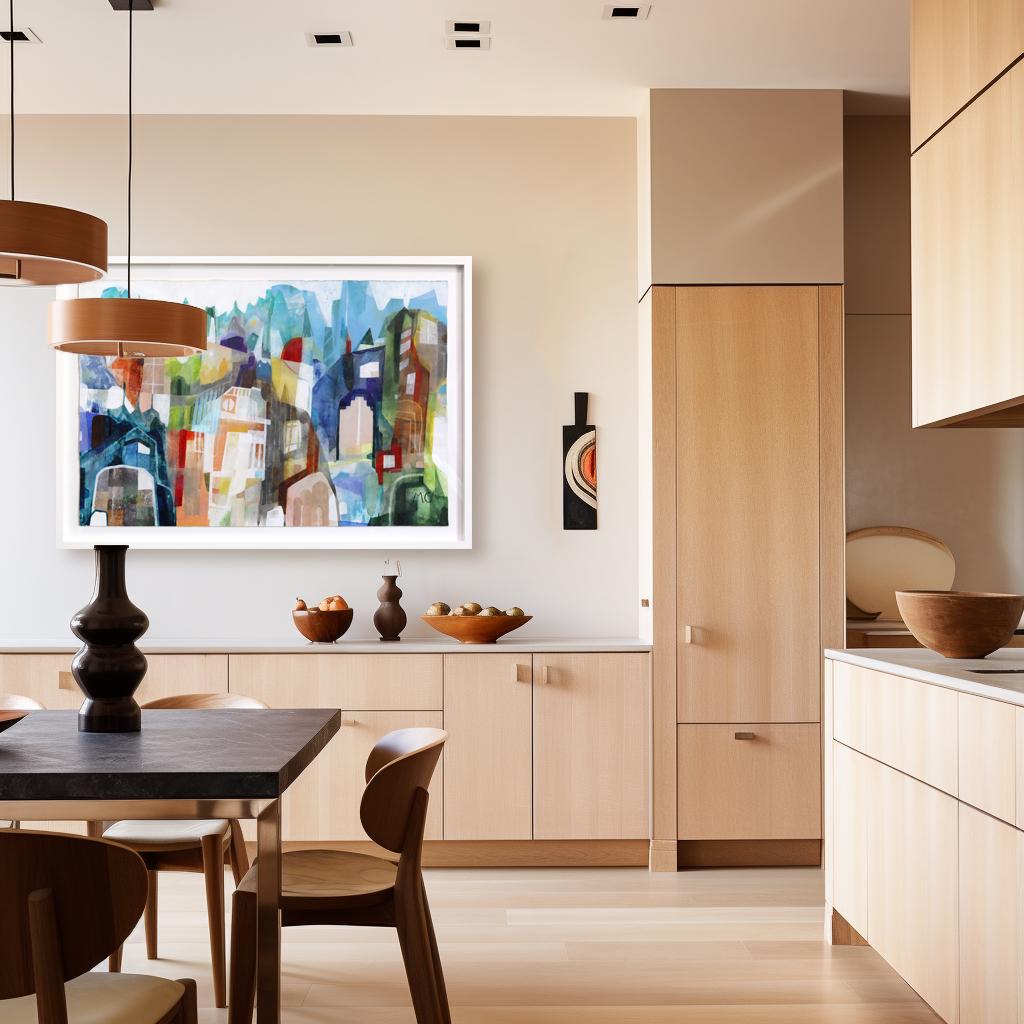 Maria C Bernhardsson's original artworks are influenced by the architecture and geometry of houses. Born in Sweden, Bernhardsson travels the world photographing and sketching houses to use as inspiration for her canvas and paper artworks. Her