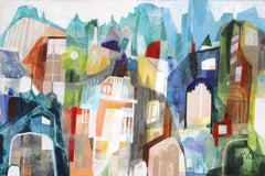 Runyon Canyon View - Colorful Abstract Geometric Landscape on Canvas