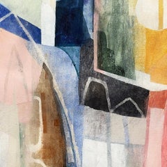 The Big Apple III - Abstract Colorful Architectural Landscape Painting on Canvas