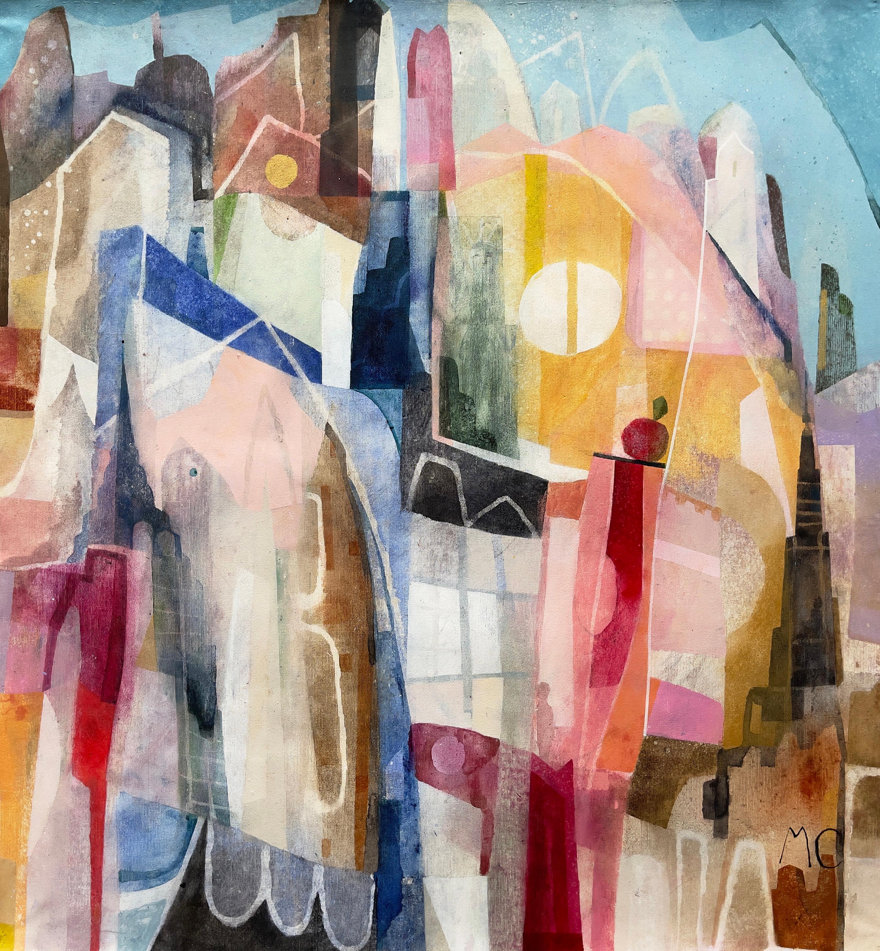 Maria C Bernhardsson's original artworks are influenced by the architecture and geometry of houses. Born in Sweden, Bernhardsson travels the world photographing and sketching houses to use as inspiration for her canvas and paper artworks. Her