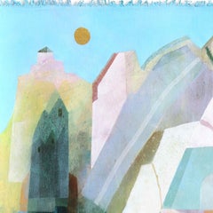 The Girl in Central Park - Abstract New York Architectural Painting on Canvas