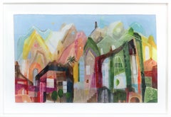 Venice Beach in the Morning - Large Colorful City Landscape on Canvas Framed