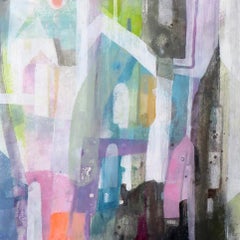 You and Me - Abstract Colorful Architectural Landscape Painting on Canvas