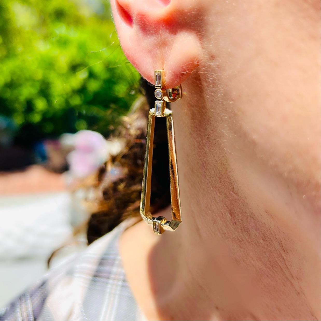 Women's Maria Canale Diamond & 18k Gold Narrow Trapezoid Earrings