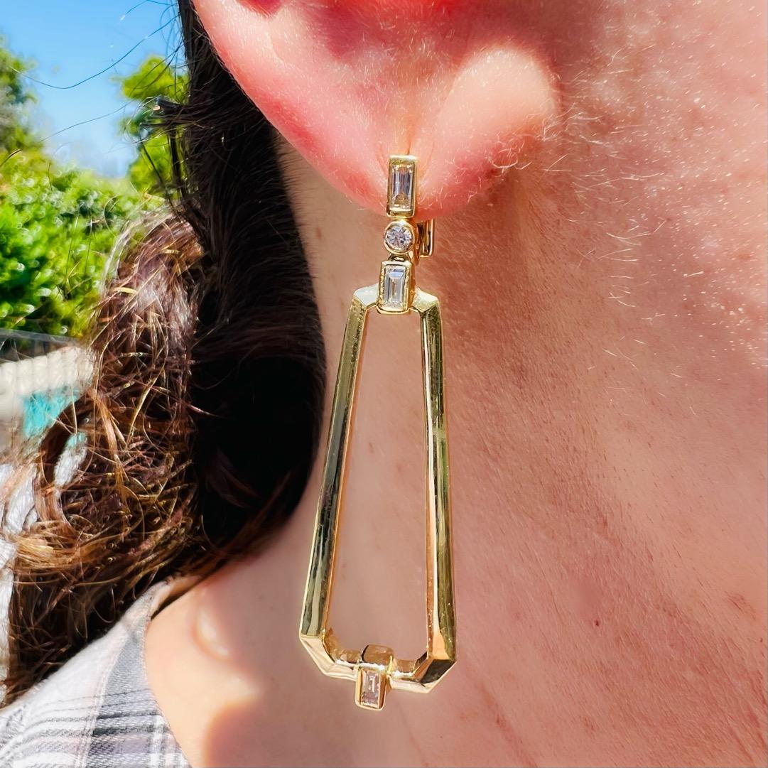 Maria Canale Diamond & 18k Gold Narrow Trapezoid Earrings 1