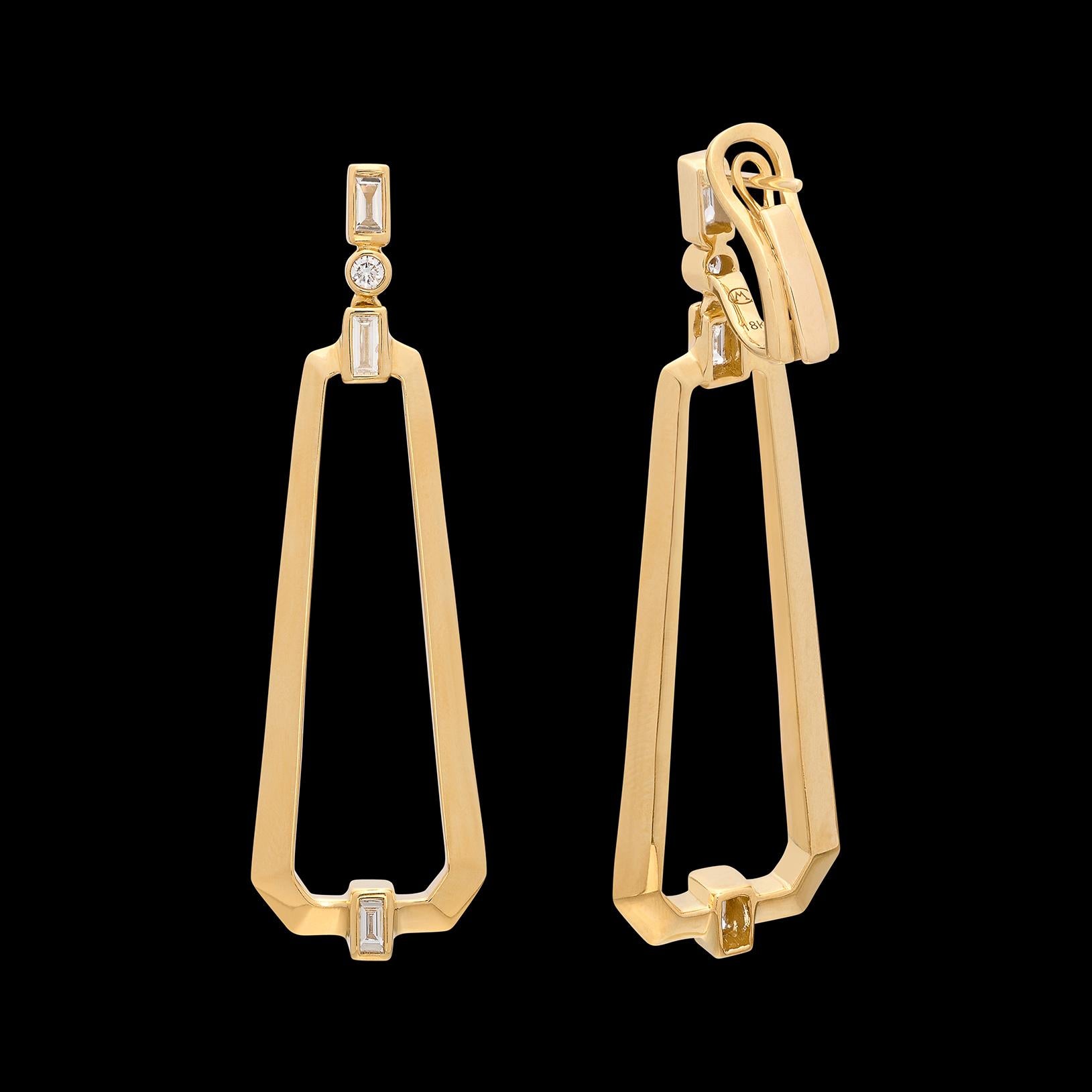 Maria Canale Diamond & 18k Gold Narrow Trapezoid Earrings 2