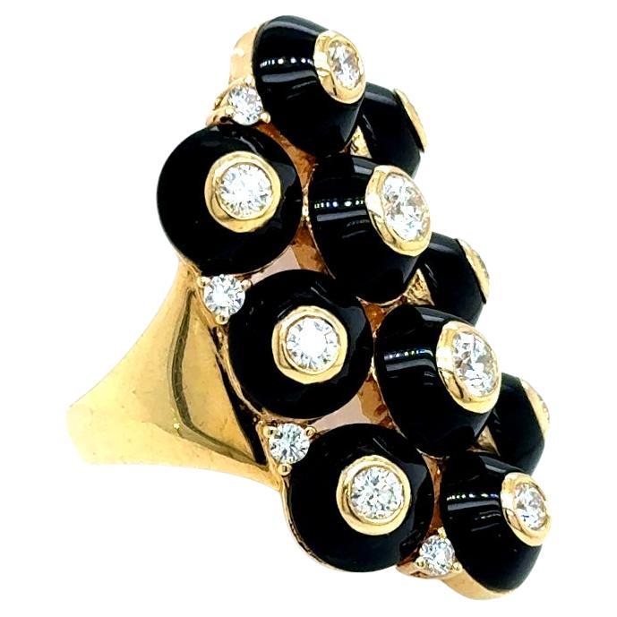 Maria Canale Gold Pyramide Schwarzer Onyx Ring im Angebot