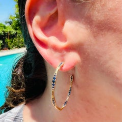 Maria Canale Sapphire 'Wave' 18k Gold Hoop Earrings