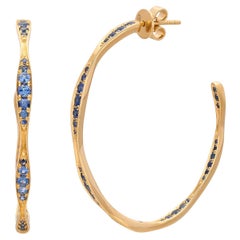 Maria Canale Sapphire 'Wave' 18k Gold Hoop Earrings