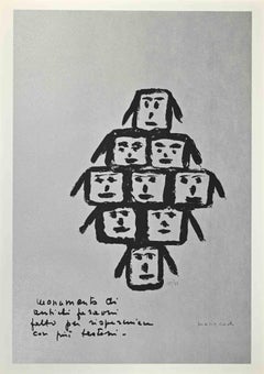 Faces - Lithograph by Maria Carli - Late 20th century
