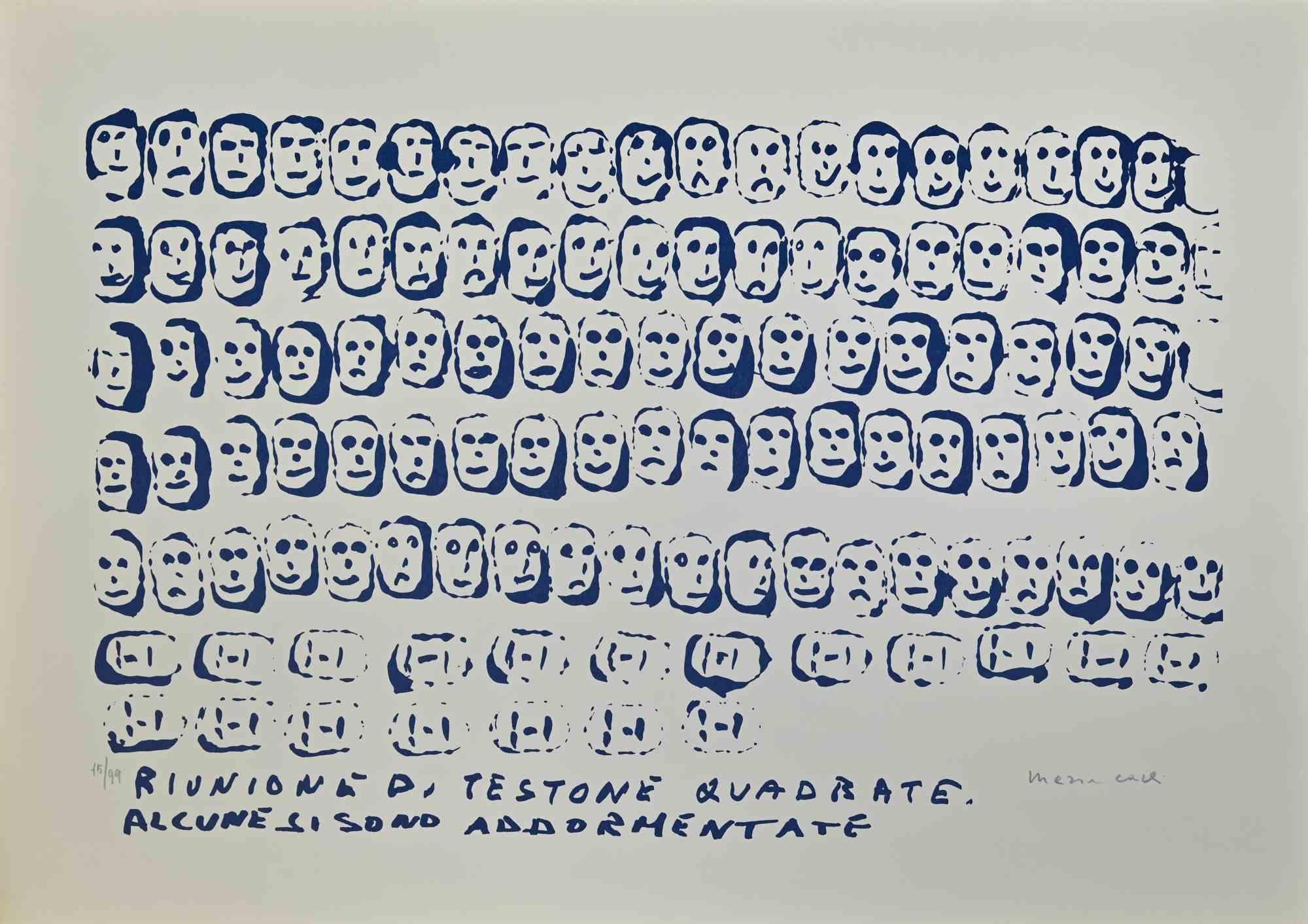 The Reunion is a print artwork on paper realized by Maria Carli in the late 20th century.

Lithograph print on paper.

Hand-signed and numbered by pencil on the lower, edition of 99 prints.

Good conditions.