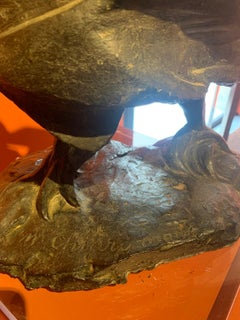 Futurist abstract figurative bronze sculpture with animal theme