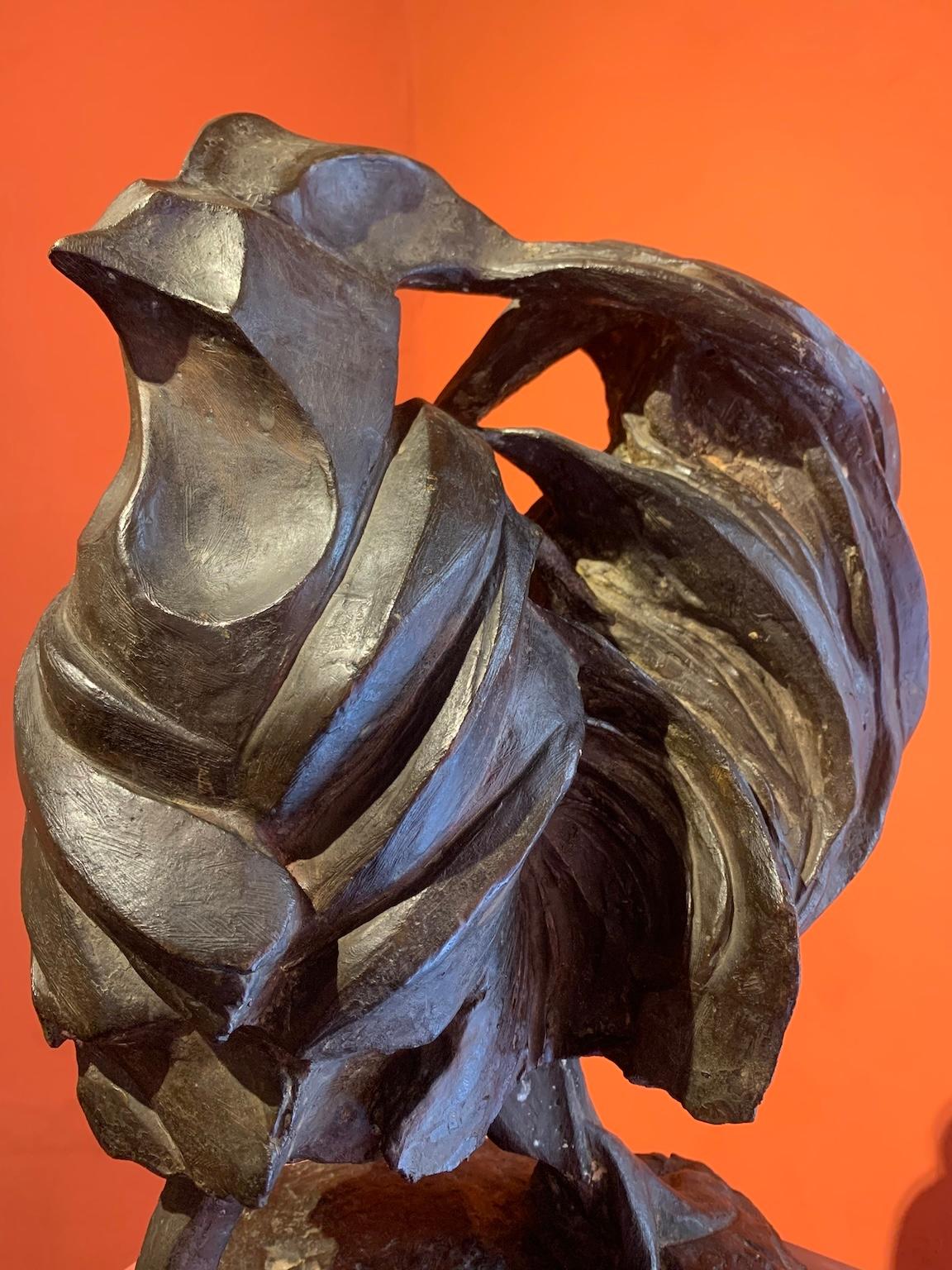Futurist abstract figurative bronze sculpture with animal theme For Sale 1