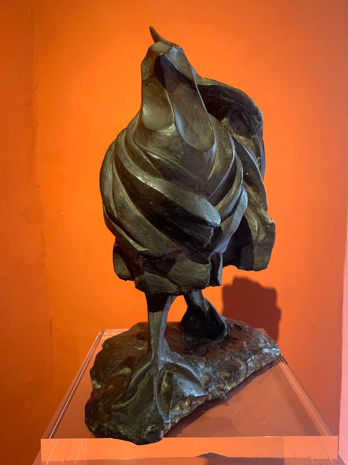 Futurist abstract figurative bronze sculpture with animal theme For Sale 3