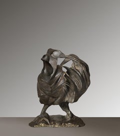 Abstrakte futuristische figurative Bronzeskulptur mit Tiermotiv