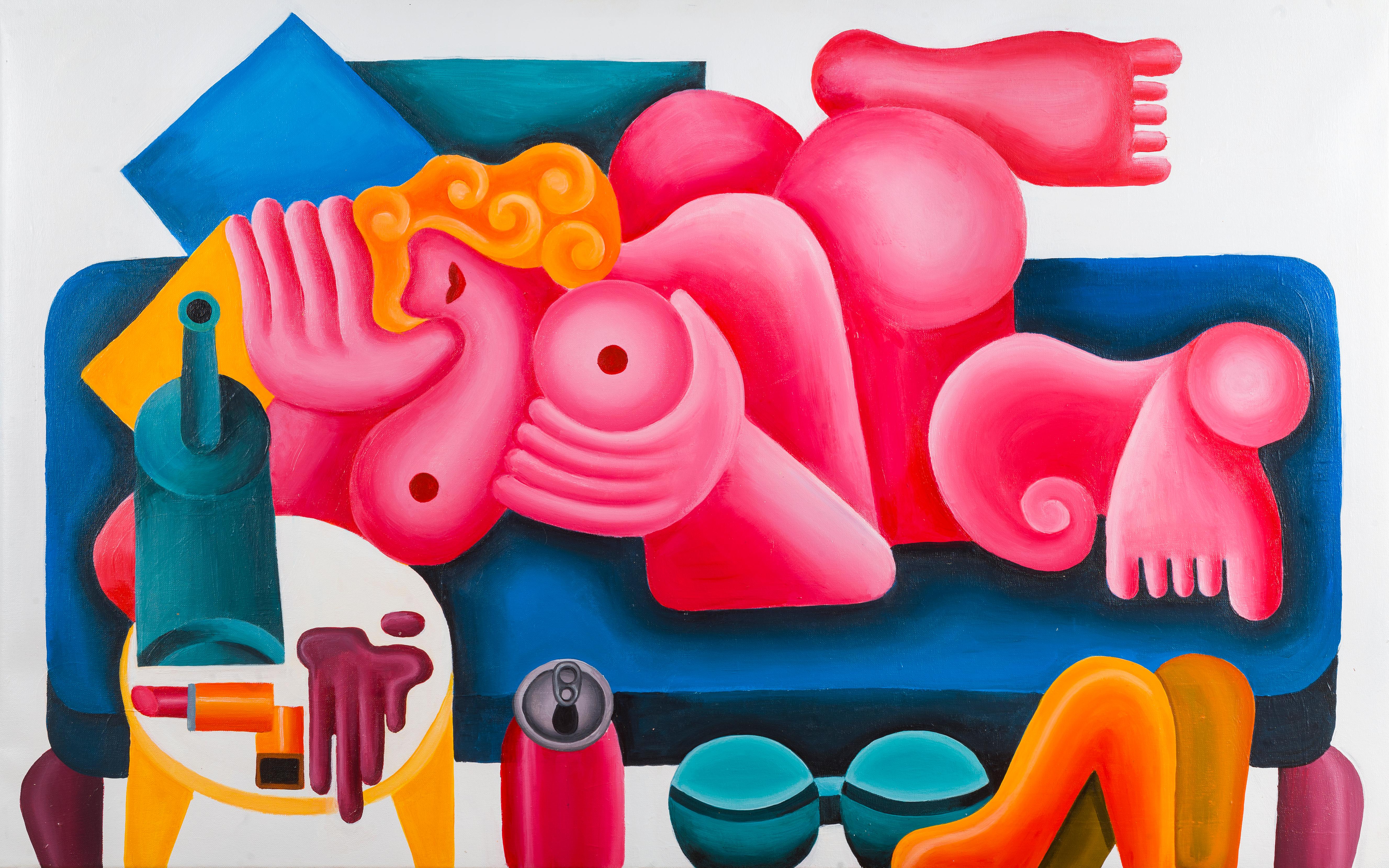 Figurative Painting di Maria Corte - Visita di Dionisio