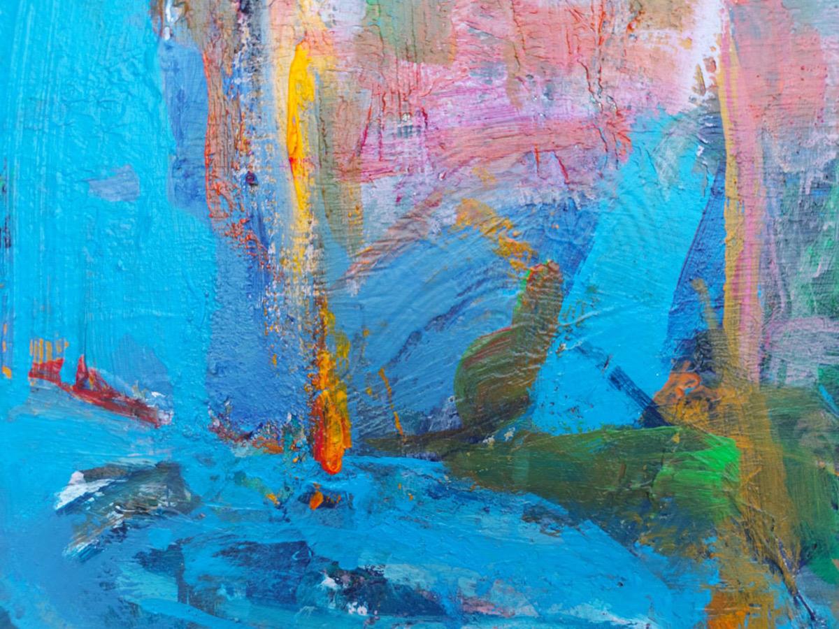 La espera (Blau), Abstract Painting, von Maria Dolores Fernández Teijeiro