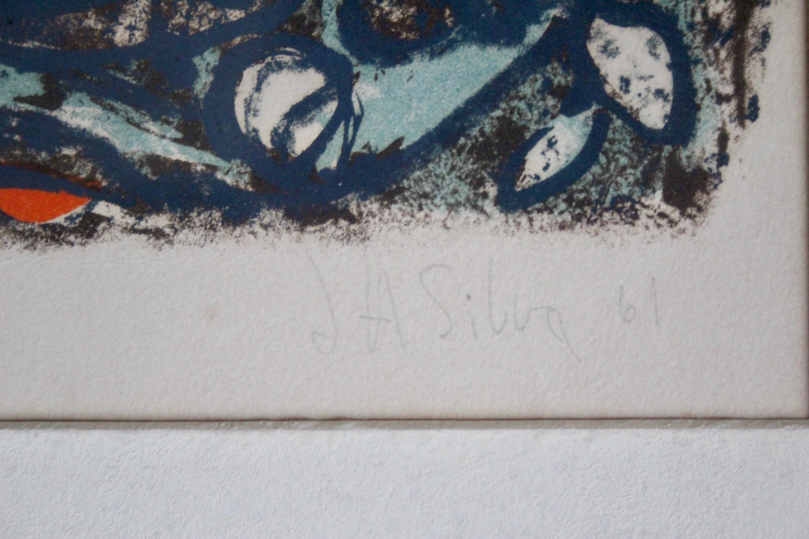 Mid-20th Century Maria Elena Vieira Da Silva print signed and dated 61 For Sale