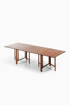 Maria Flap Dining Table in Rosewood, Beech and Brass by Bruno Mathsson, 1950's