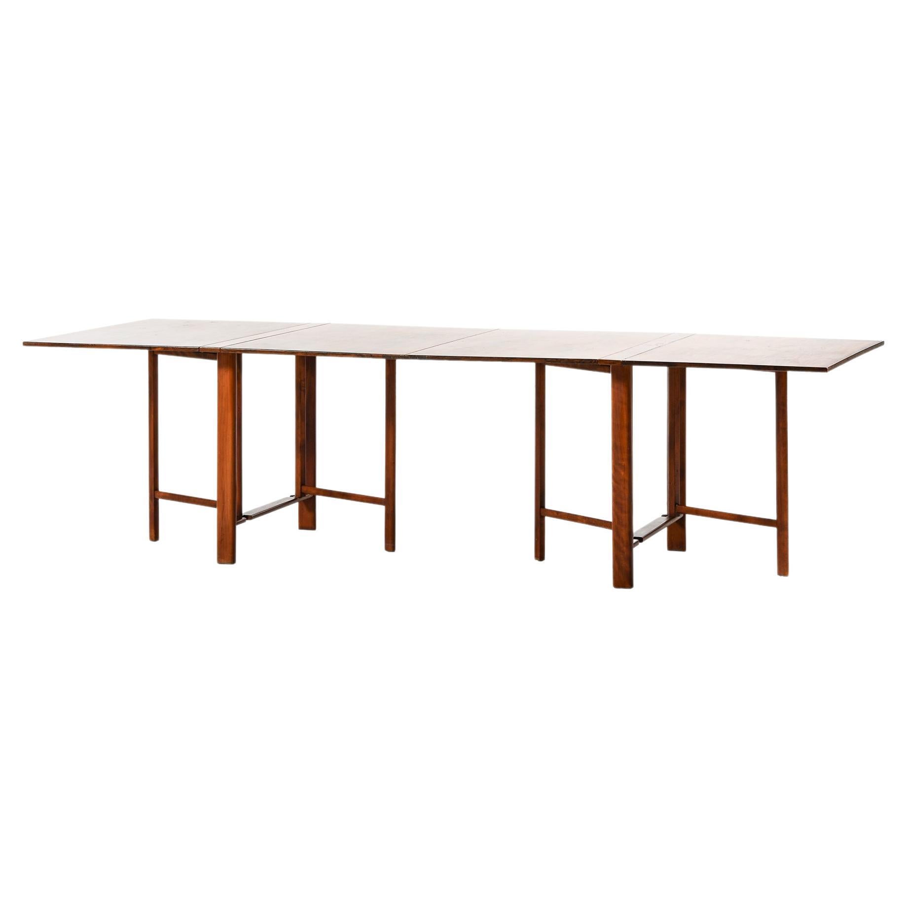 Maria Flap Dining Table in Rosewood, Beech and Brass by Bruno Mathsson, 1950's