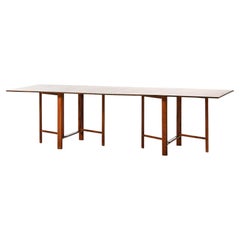 Table de salle à manger Maria à rabat en bois de rose, hêtre et laiton par Bruno Mathsson, années 1950