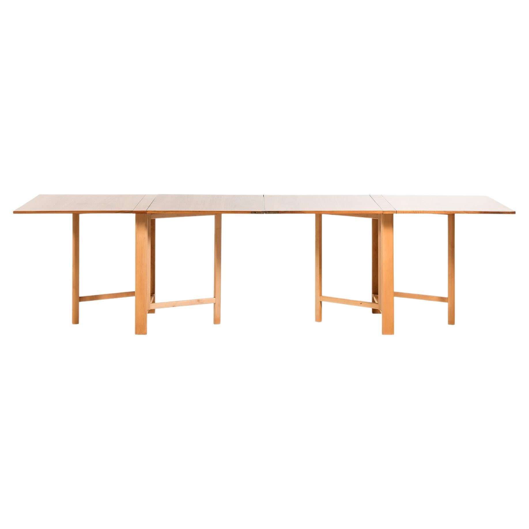 Maria Flap Dining Table in Walnut, Brass and Beech by Bruno Mathsson, 1968 For Sale