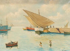 Molo dei pescatori (Alcudia) - Olio su tela