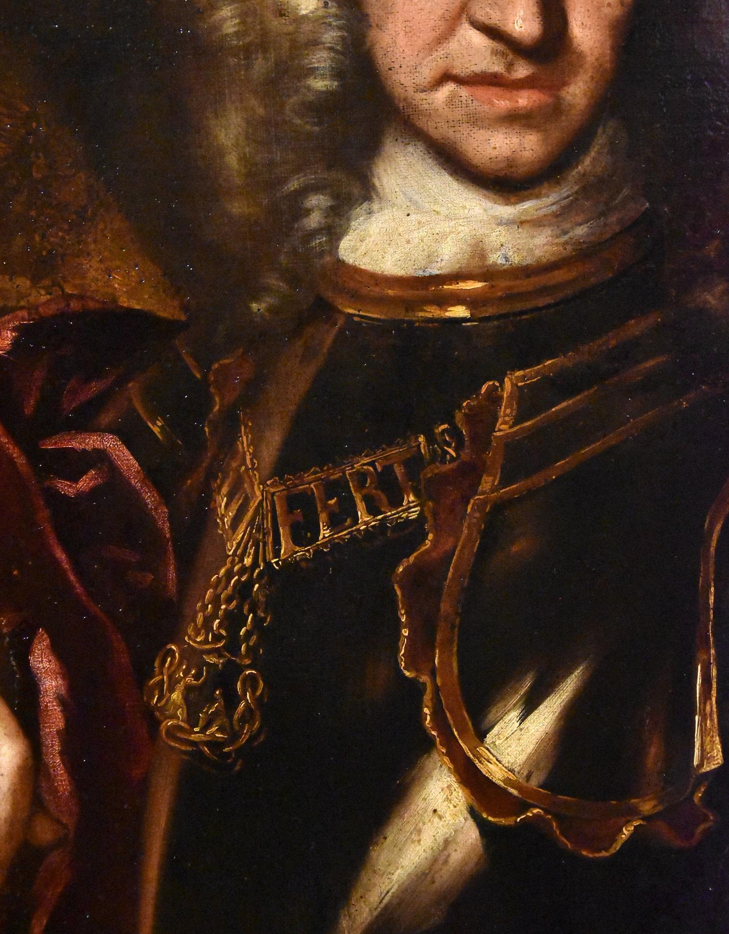 Portrait de roi Clementi huile sur toile maître ancien italien 18ème siècle  en vente 8