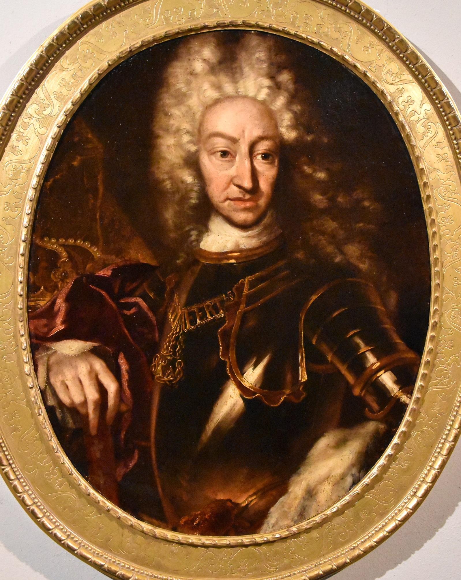 Portrait de roi Clementi huile sur toile maître ancien italien 18ème siècle  - Maîtres anciens Painting par Maria Giovanna Battista Clementi known as La Clementina (Turin, 1692 - Turin, 1761)