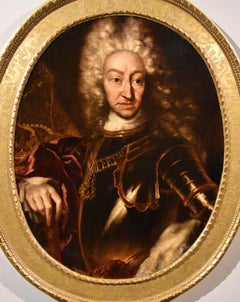 King Portrait Clementi Paint Oil on canvas Old master 18th Century Italian