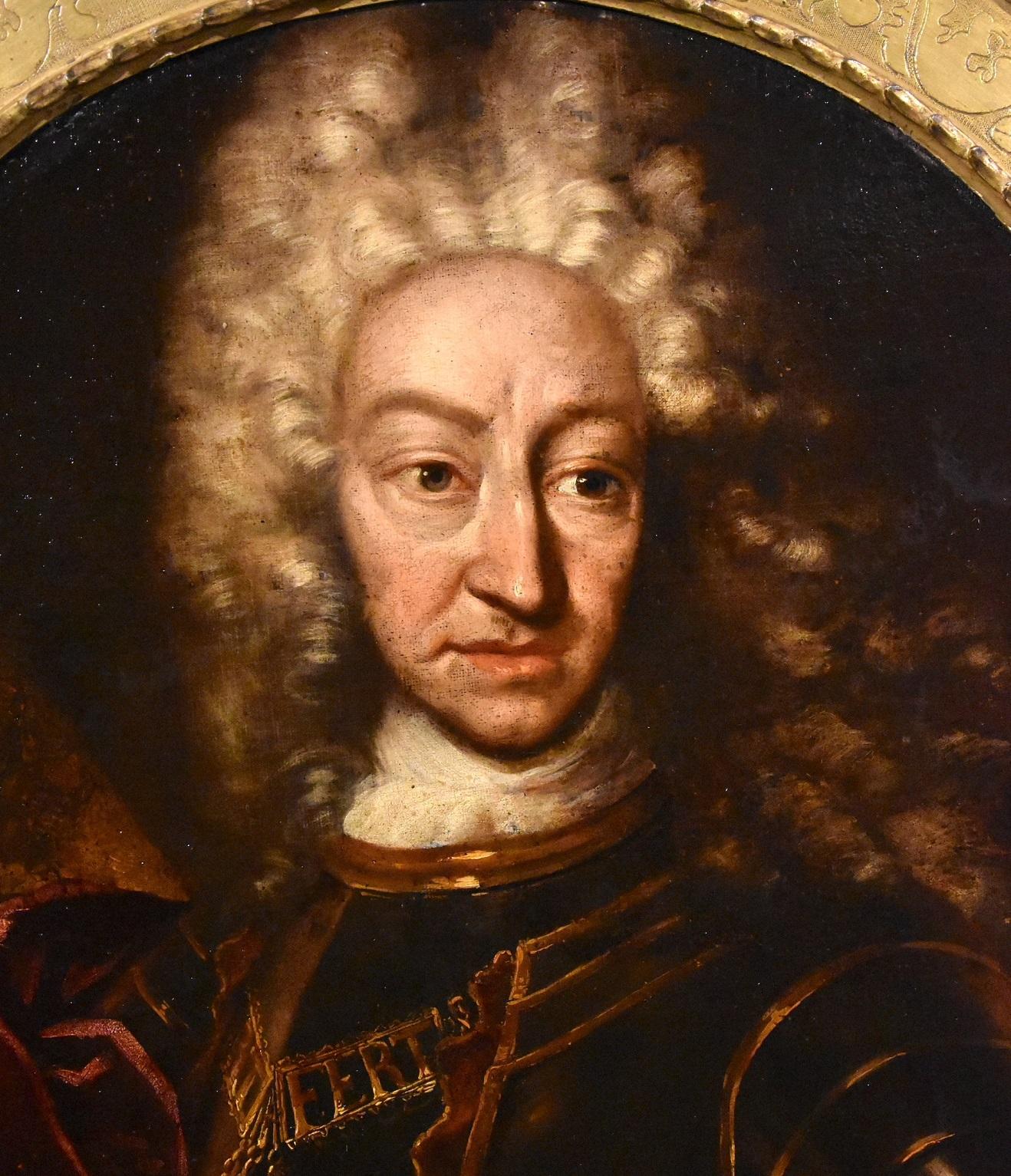 Portrait de roi Clementi huile sur toile maître ancien italien 18ème siècle  en vente 3