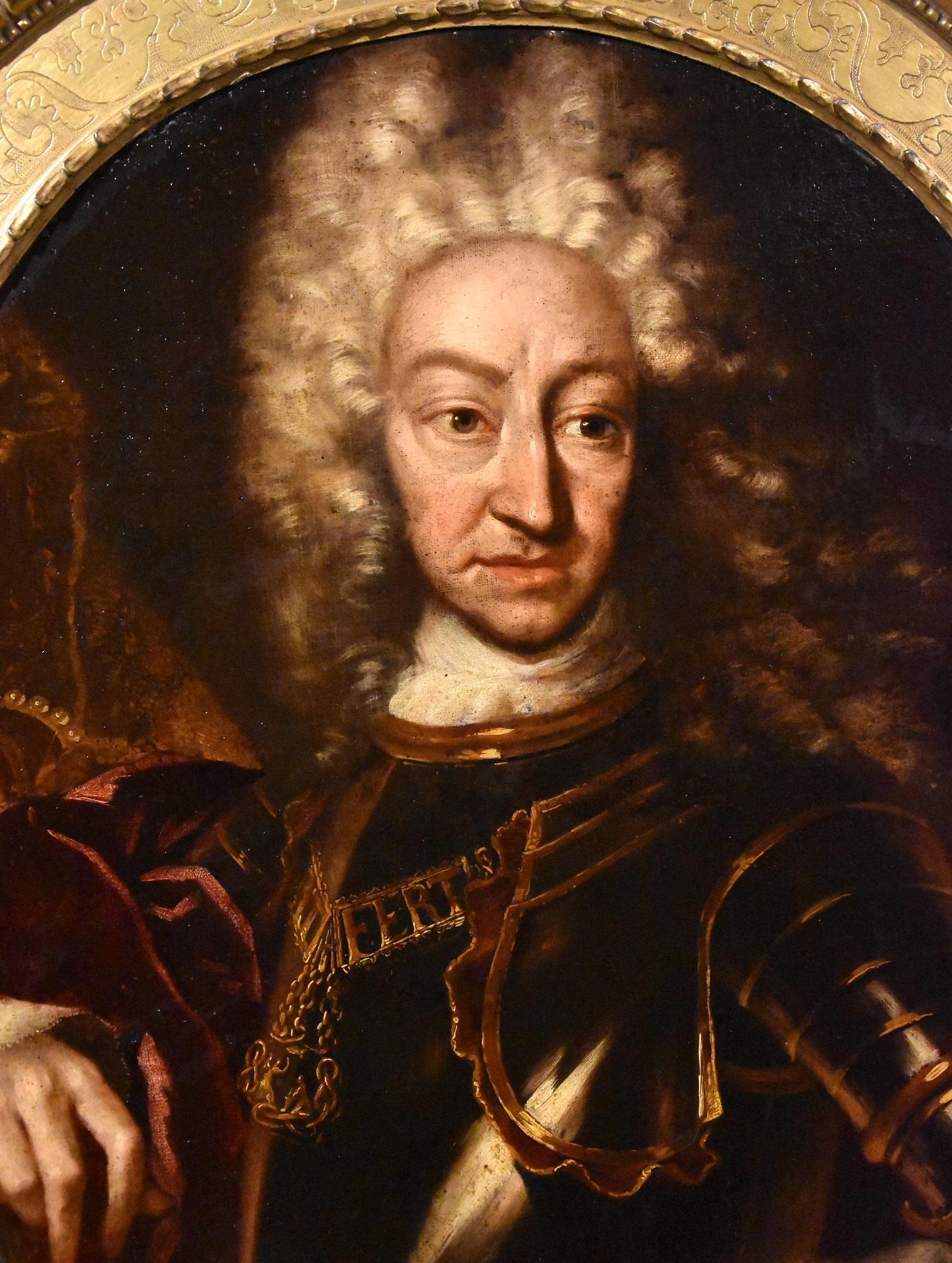 Portrait de roi Clementi huile sur toile maître ancien italien 18ème siècle  en vente 4
