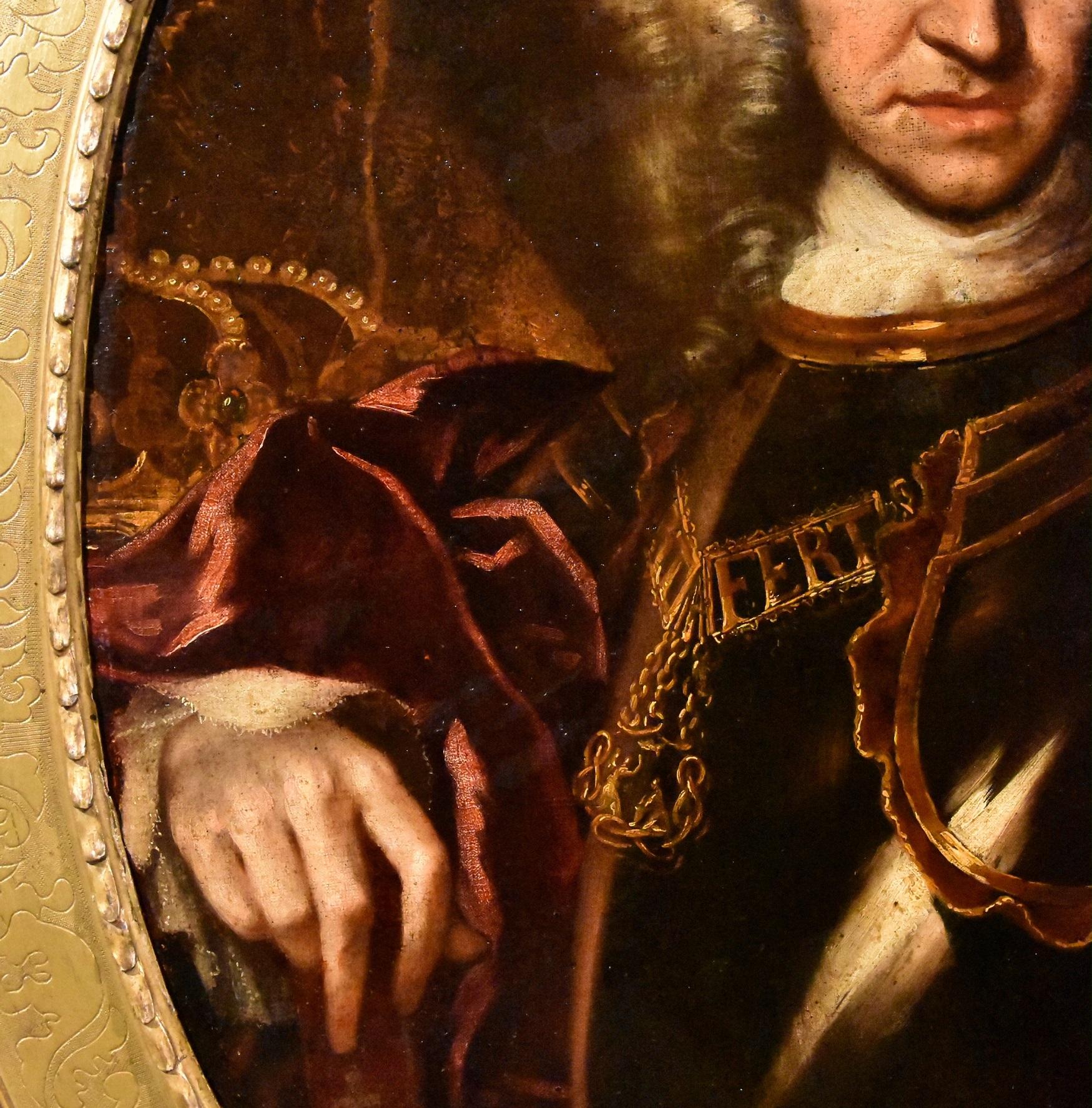Portrait de roi Clementi huile sur toile maître ancien italien 18ème siècle  en vente 5