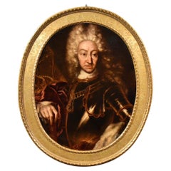 King Portrait Clementi Paint Oil on canvas Old master 18th Century Italian