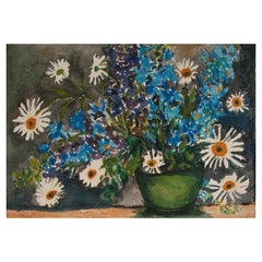Maria Harrison, Nature morte florale, peinture à l'aquarelle, signée, Royaume-Uni, vers 1900
