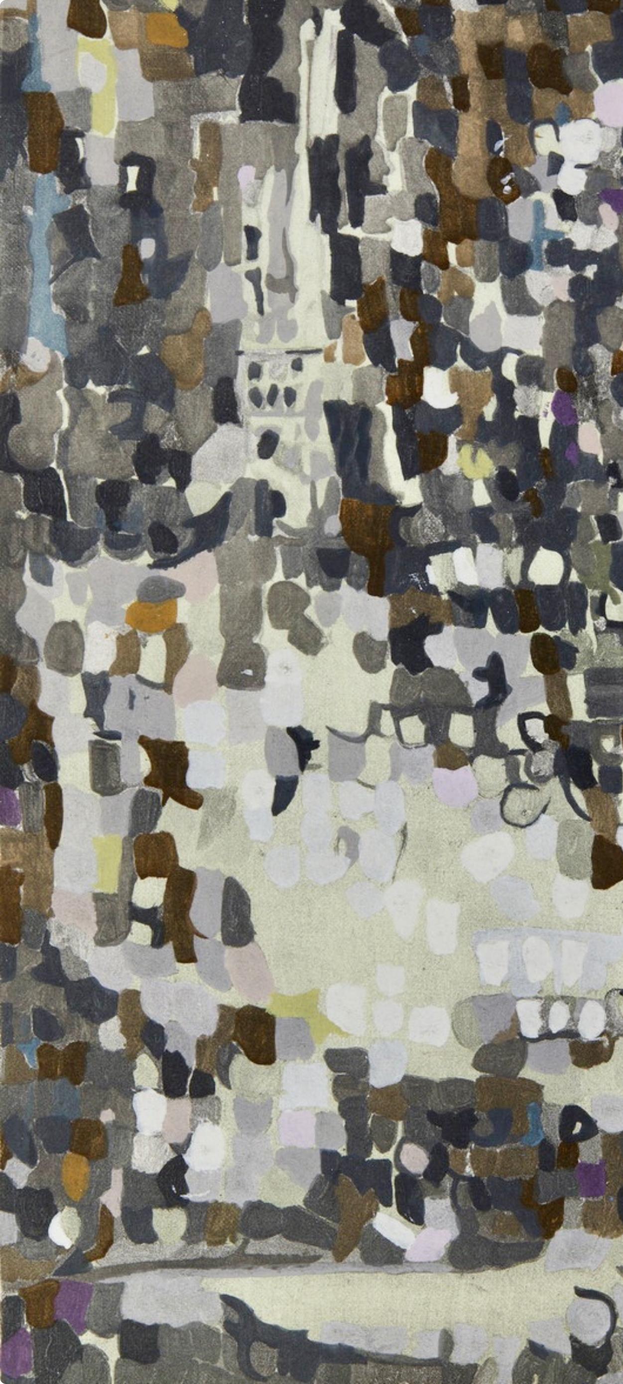 Composizione, Société internationale d'art XXe siècle - Abstract Print Grigio di Maria Helena Vieira da Silva