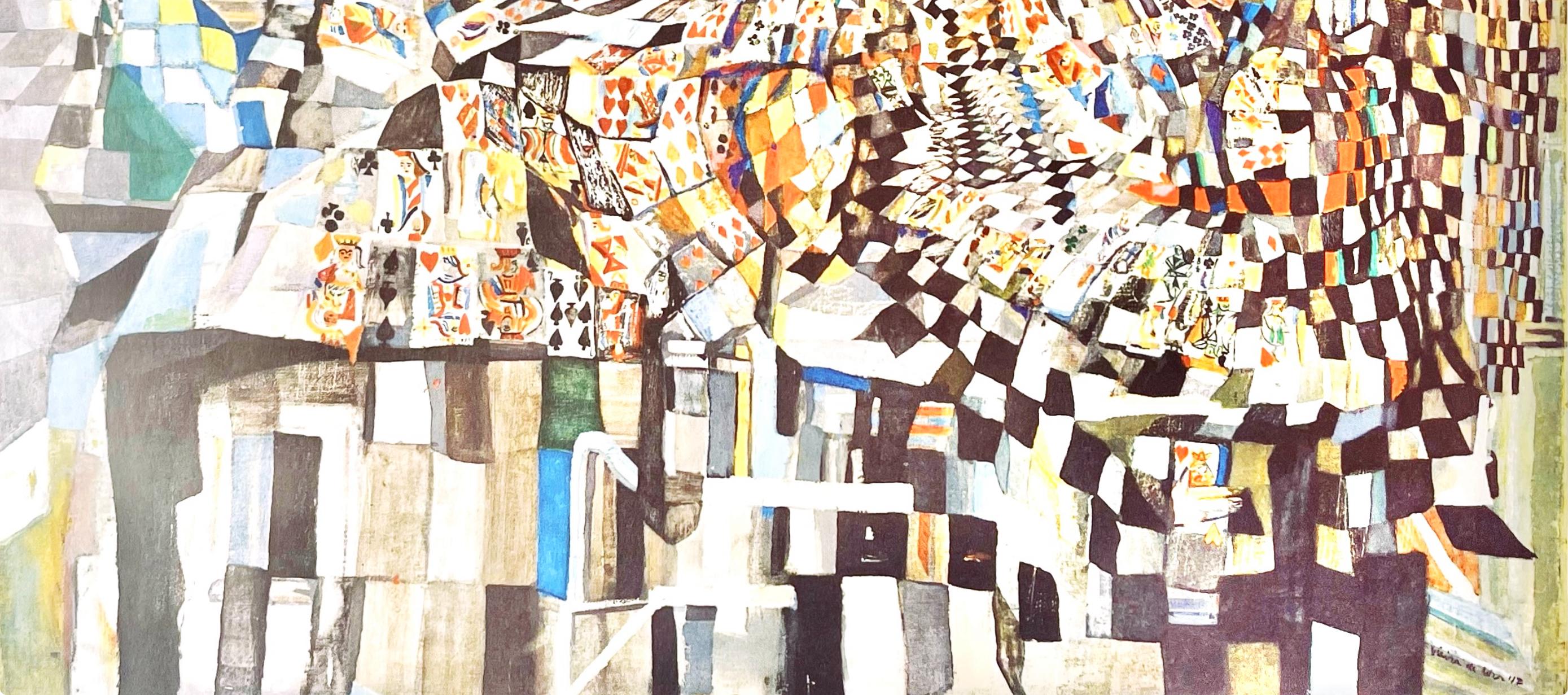 da Silva, Les joueurs de cartes, Vieira da Silva, Peintres d'aujourd'hui (after) - Beige Abstract Print by Maria Helena Vieira da Silva
