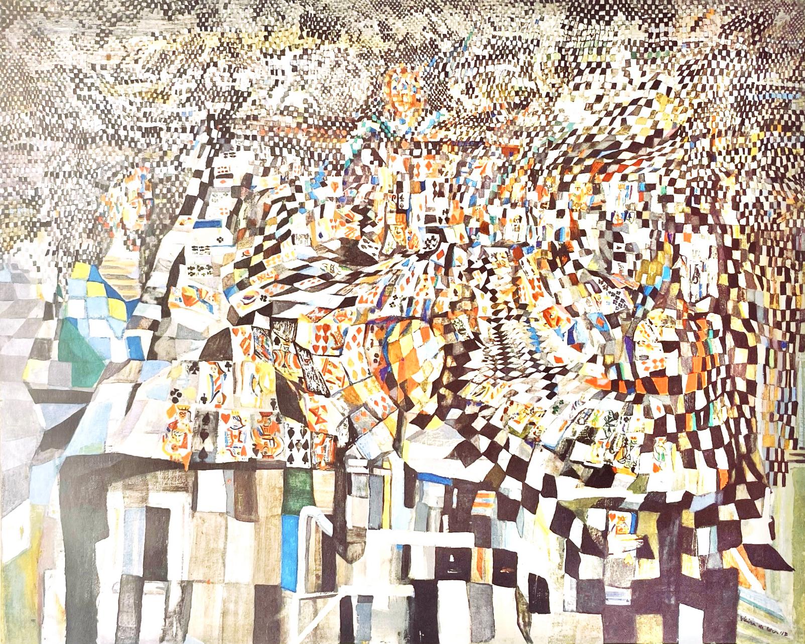 Maria Helena Vieira da Silva Abstract Print - da Silva, Les joueurs de cartes, Vieira da Silva, Peintres d'aujourd'hui (after)