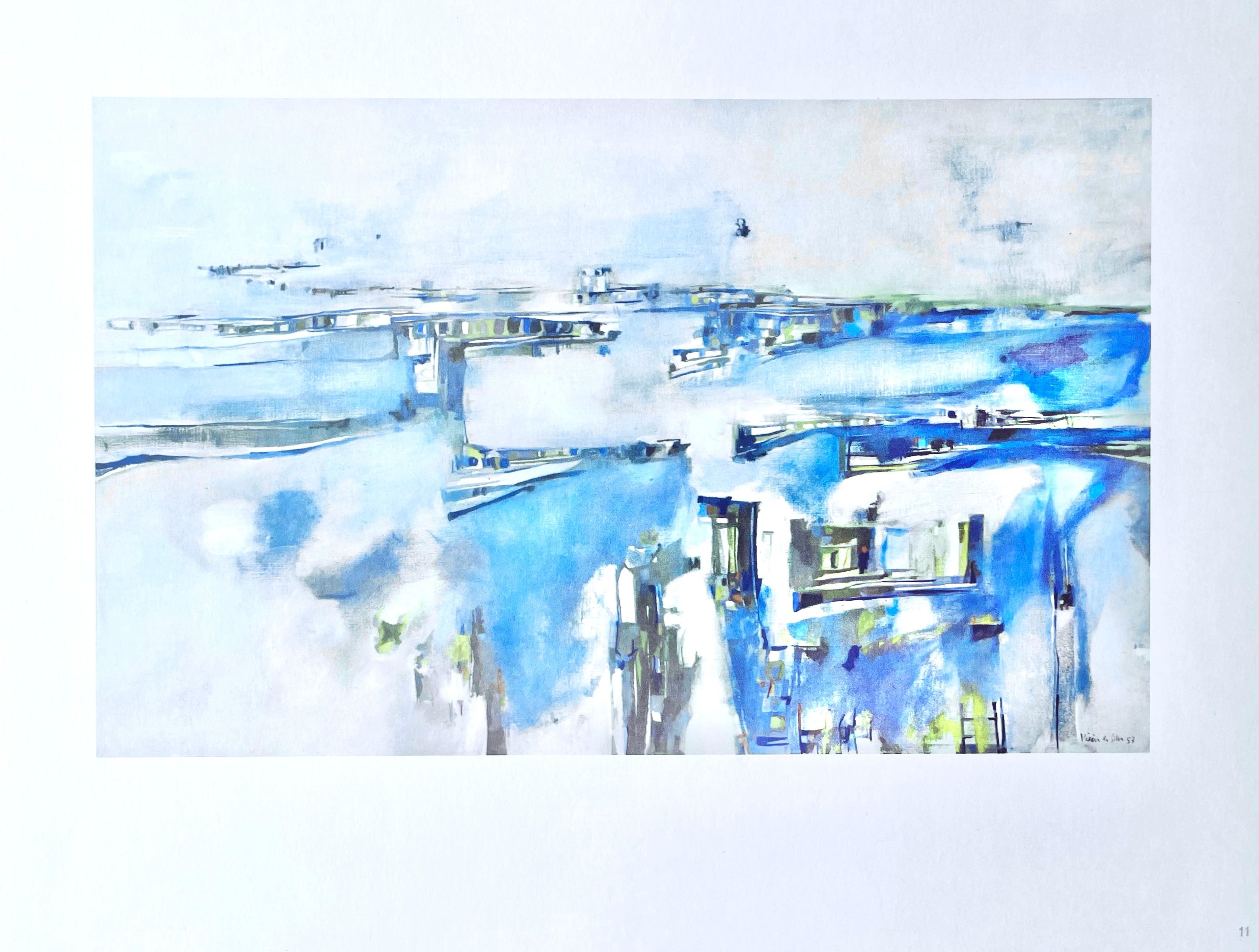 da Silva, Port dans le Nord, Vieira da Silva, Peintres d'aujourd'hui (after) - Blue Abstract Print by Maria Helena Vieira da Silva