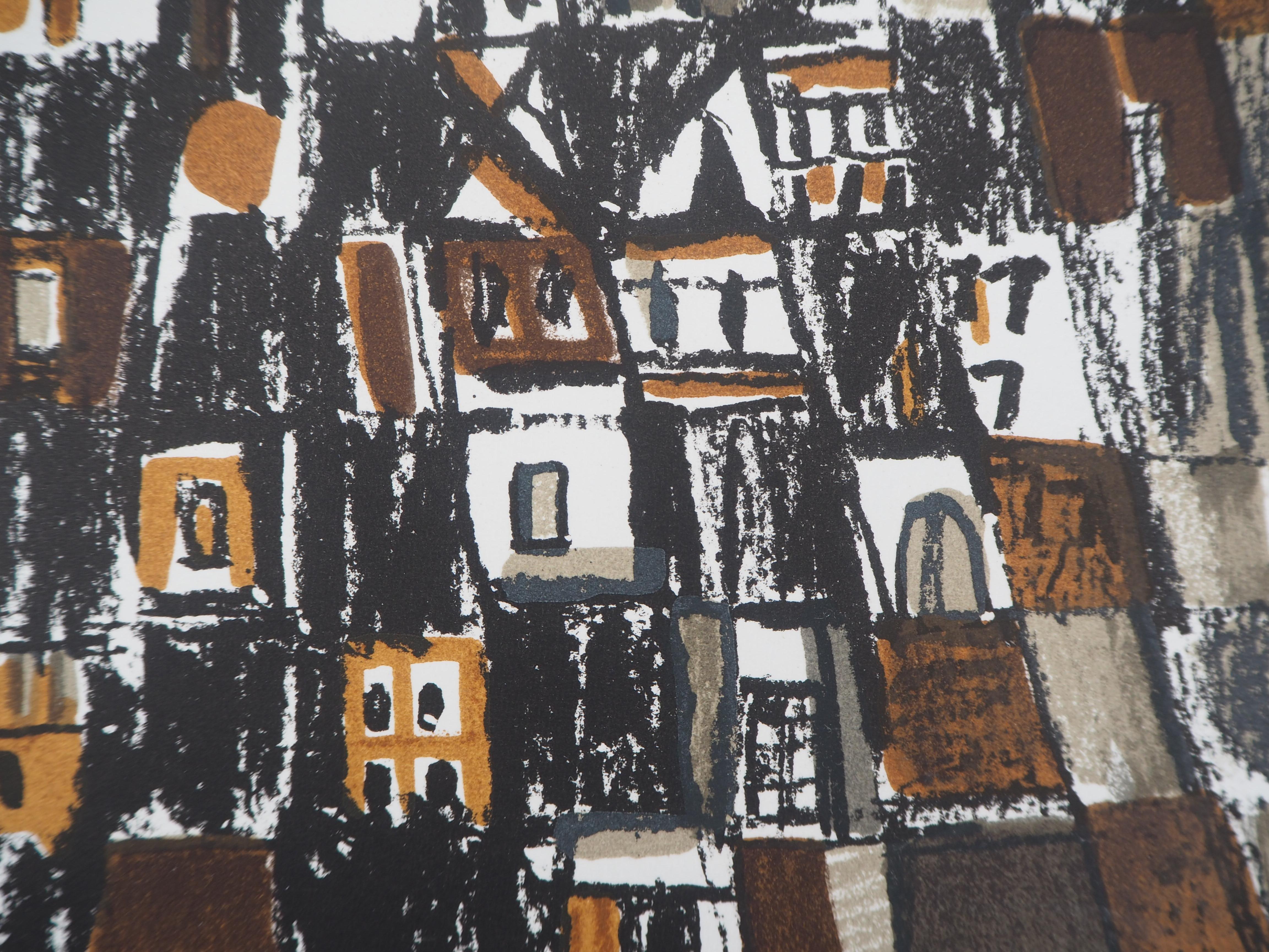 La ville (Rivière 89), Société internationale d'art XXe siècle - Gray Landscape Print by Maria Helena Vieira da Silva
