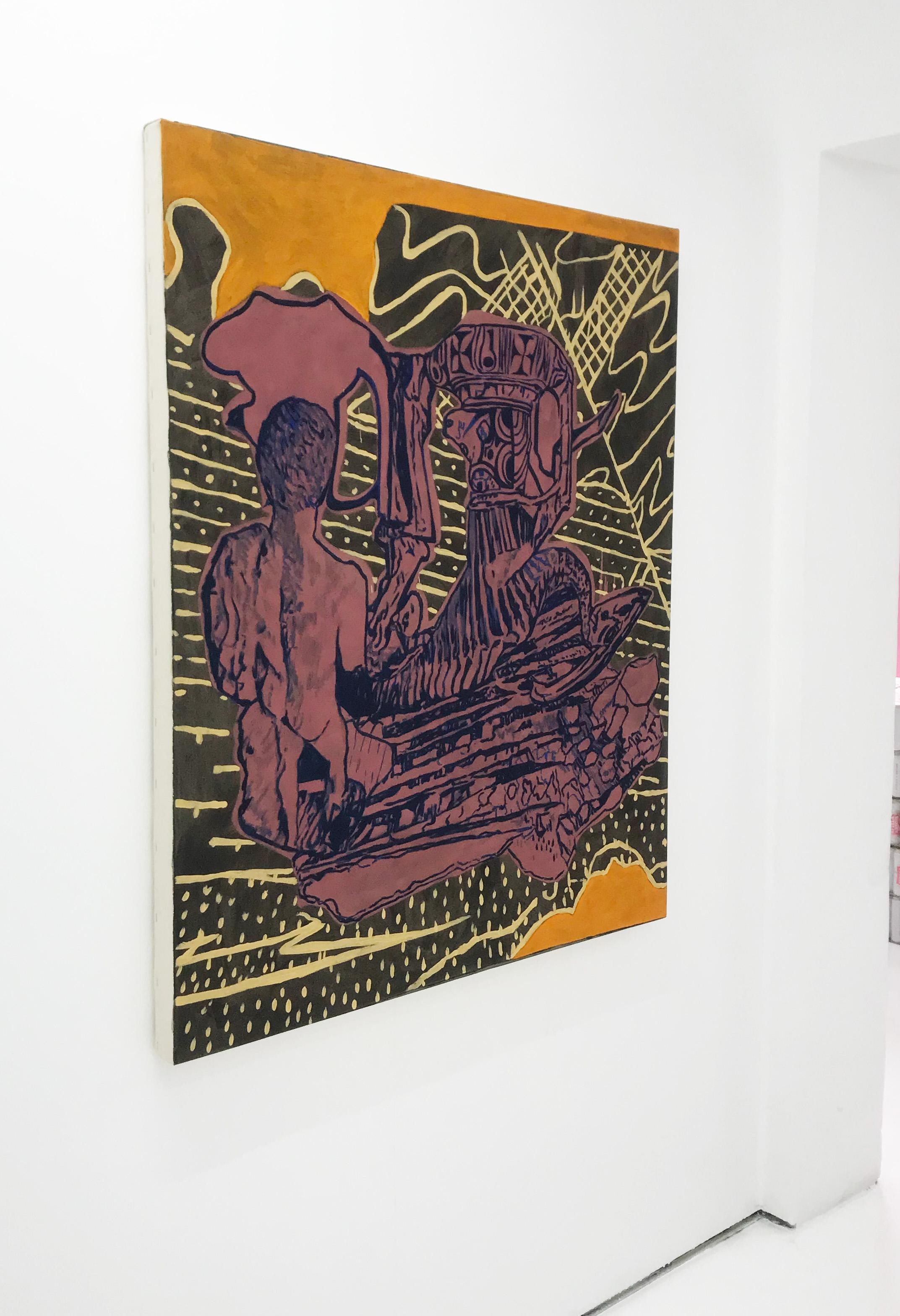 Sin Título V - Black Figurative Painting by Maria José Chica 