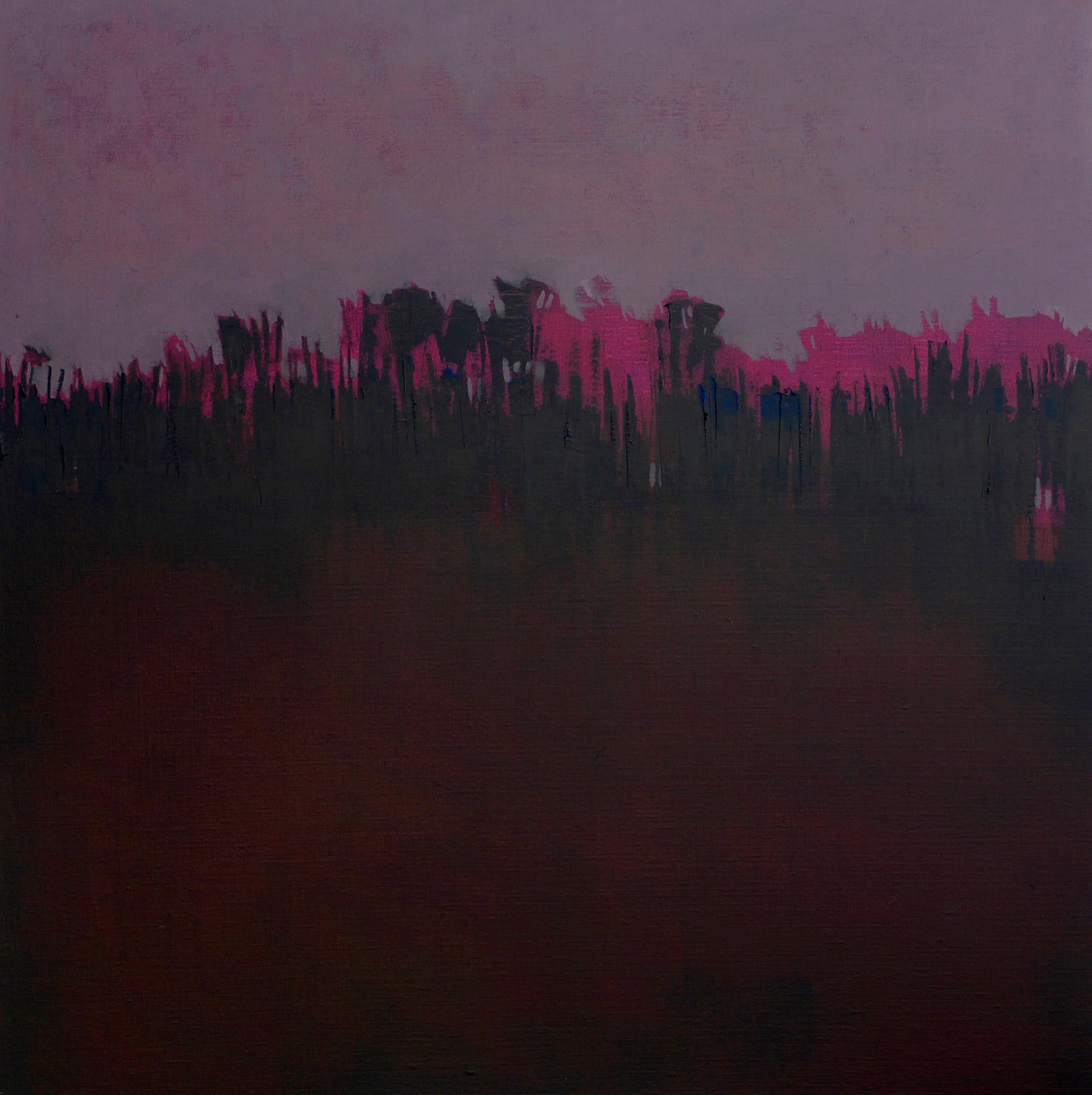 Maria Jose Concha Abstract Painting – Amanecer, abstraktes Landschaftsgemälde, leuchtende Farben, zeitgenössisches Öl auf Leinen