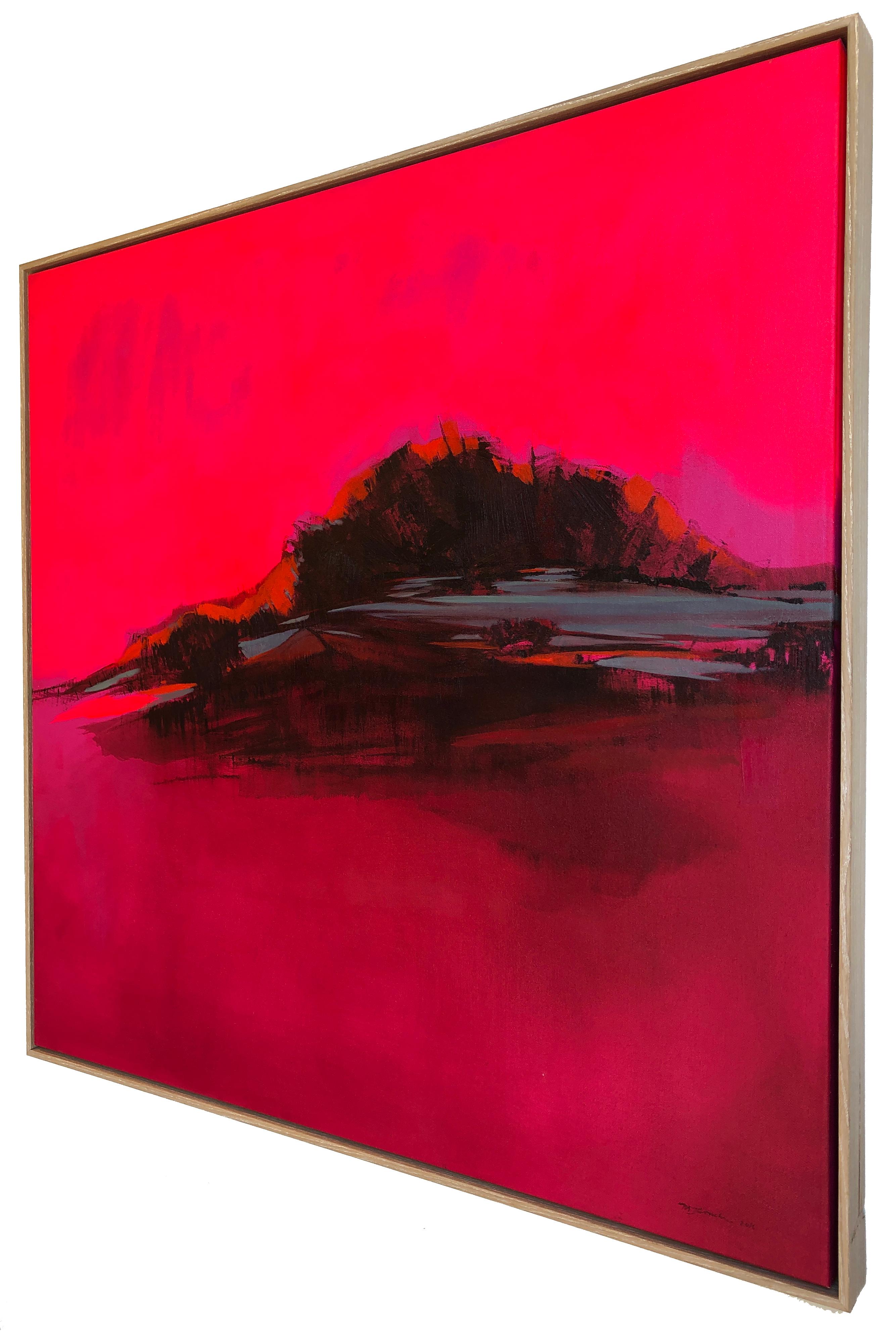 pink landscape painting