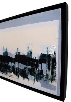 Horizontes I, abstract landscape painting, contemporary framed - oil on canvas