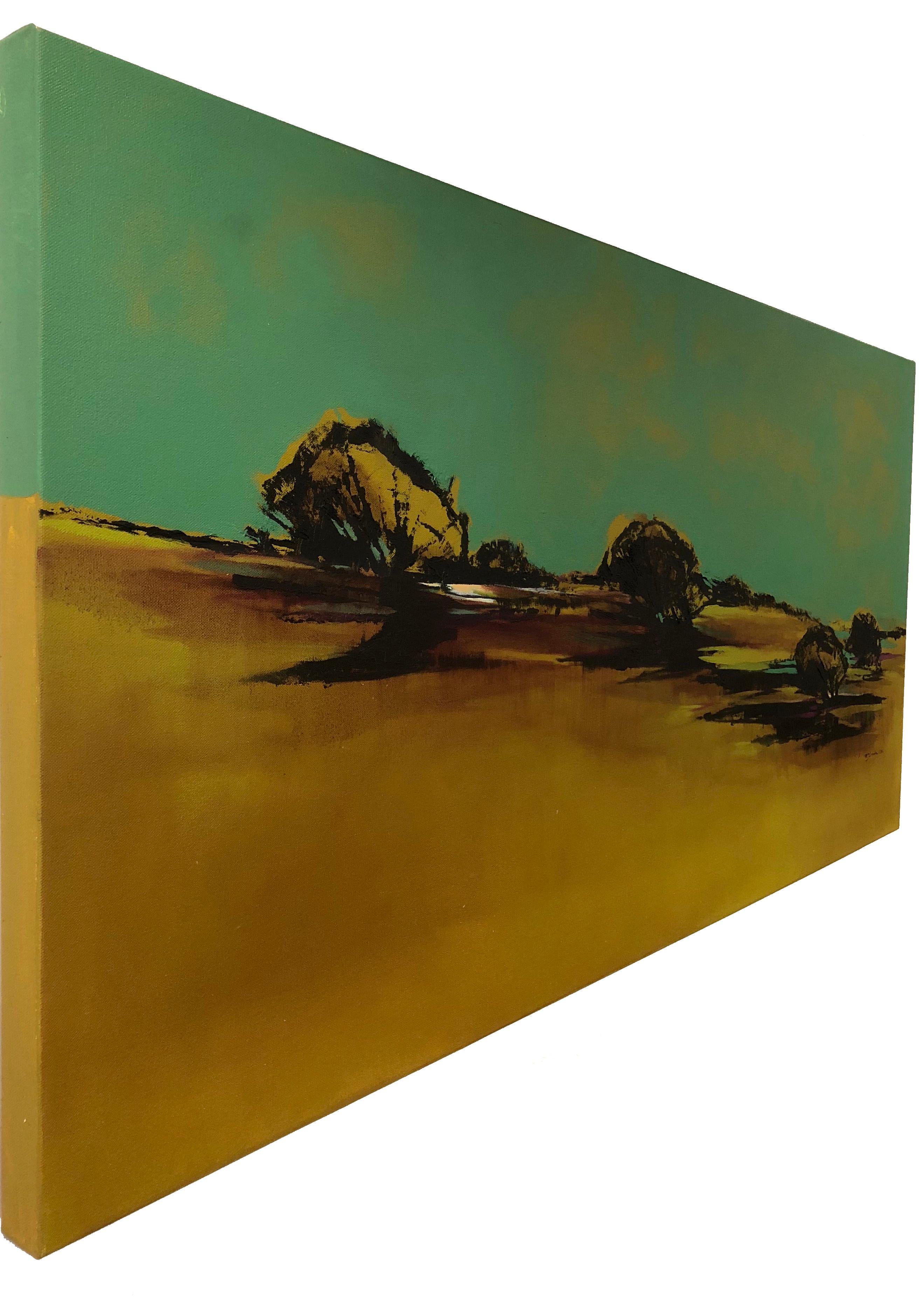 Landscape Reborn, peinture abstraite de paysage à l'arbre, huile sur toile contemporaine - Painting de Maria Jose Concha